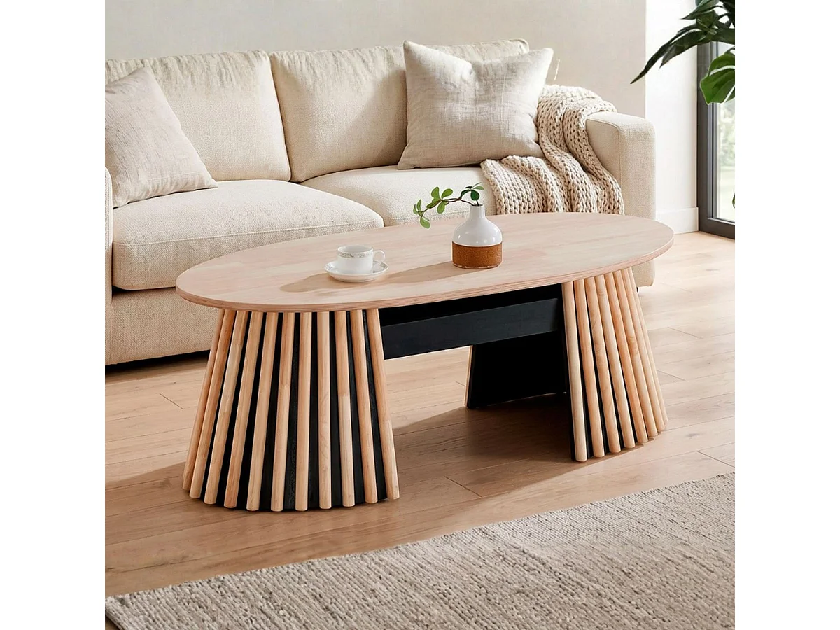 Mesa de centro Grove ovalada elevable nordish 45,5-60,5x120x60 cm Adec