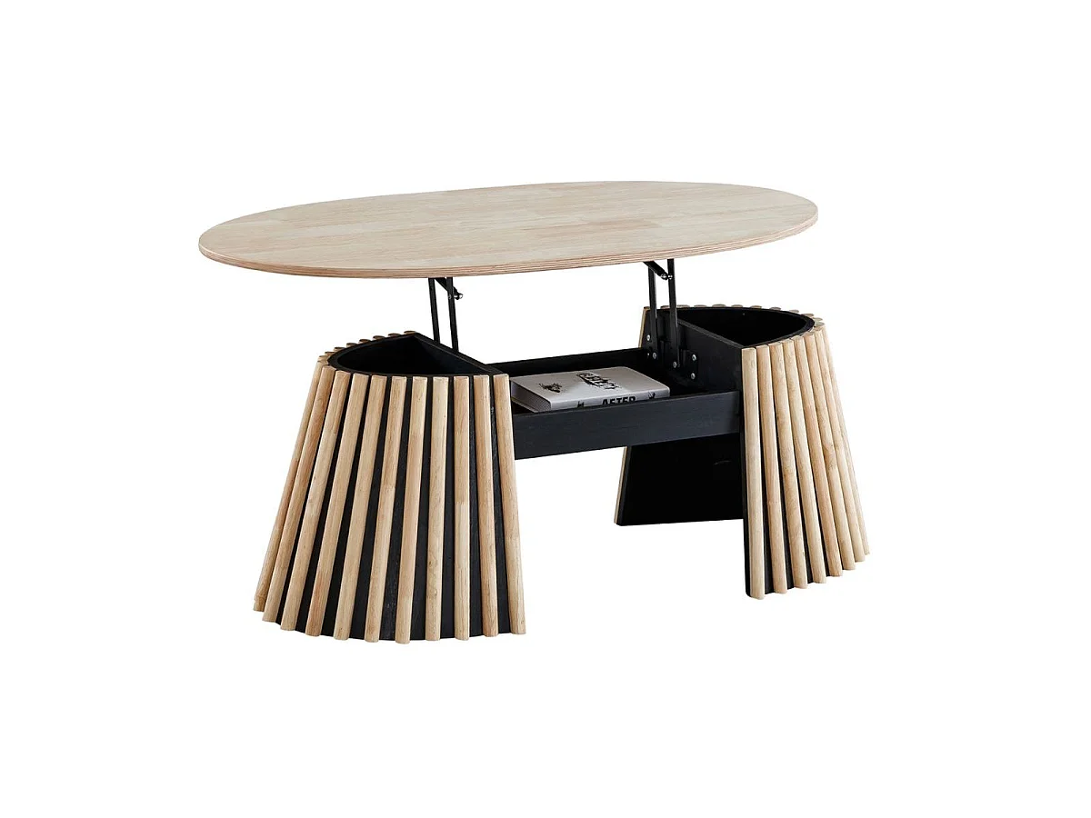 Mesa de centro Grove ovalada elevable nordish 45,5-60,5x120x60 cm Adec