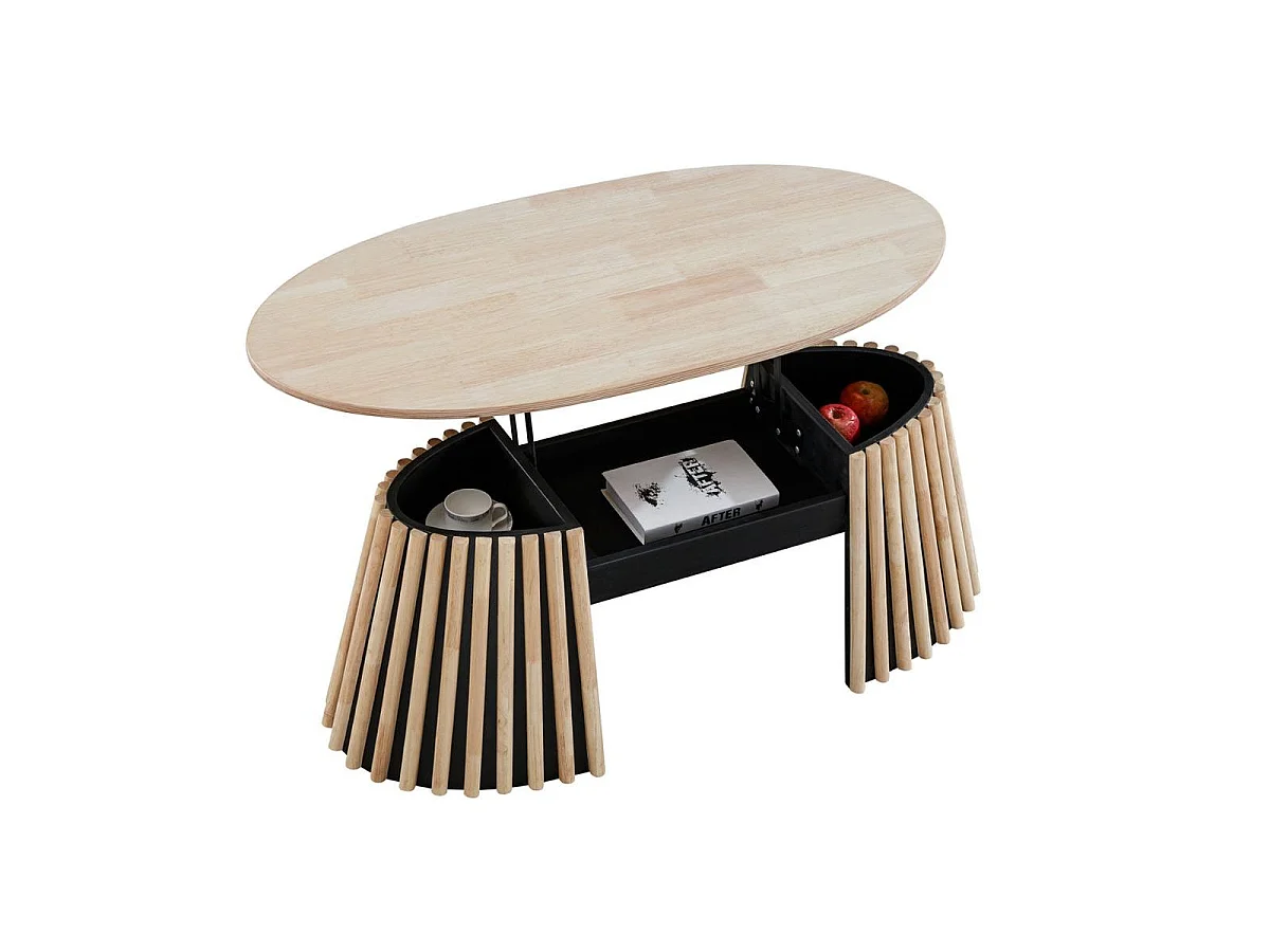 Mesa de centro Grove ovalada elevable nordish 45,5-60,5x120x60 cm Adec