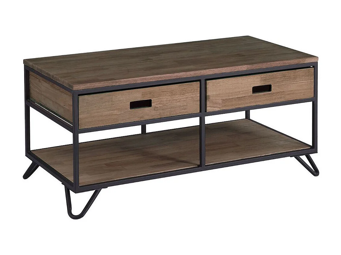 Mesa de centro Industrial roble American/negro 46x50x100 cm Adec