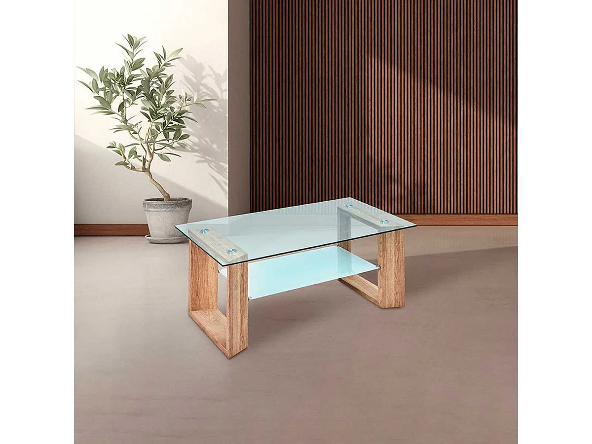 Mesa de centro Tara cristal cambria 43x110x70 cm