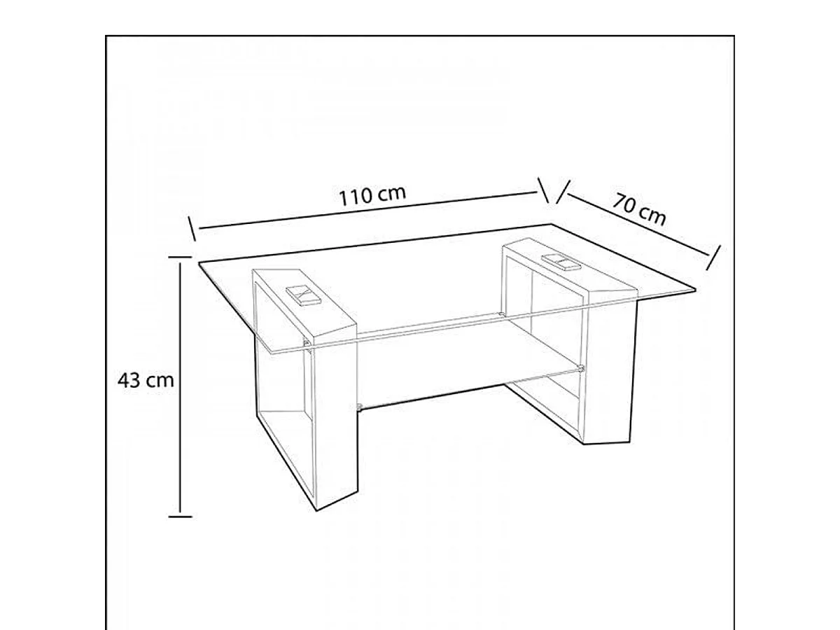 Mesa de centro Tara cristal cambria 43x110x70 cm