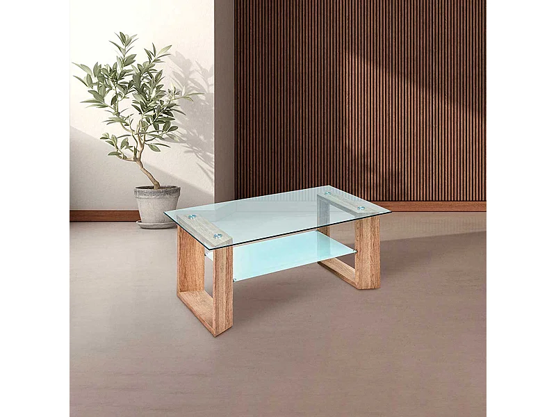 Mesa de centro Tara cristal cambria 43x110x70 cm