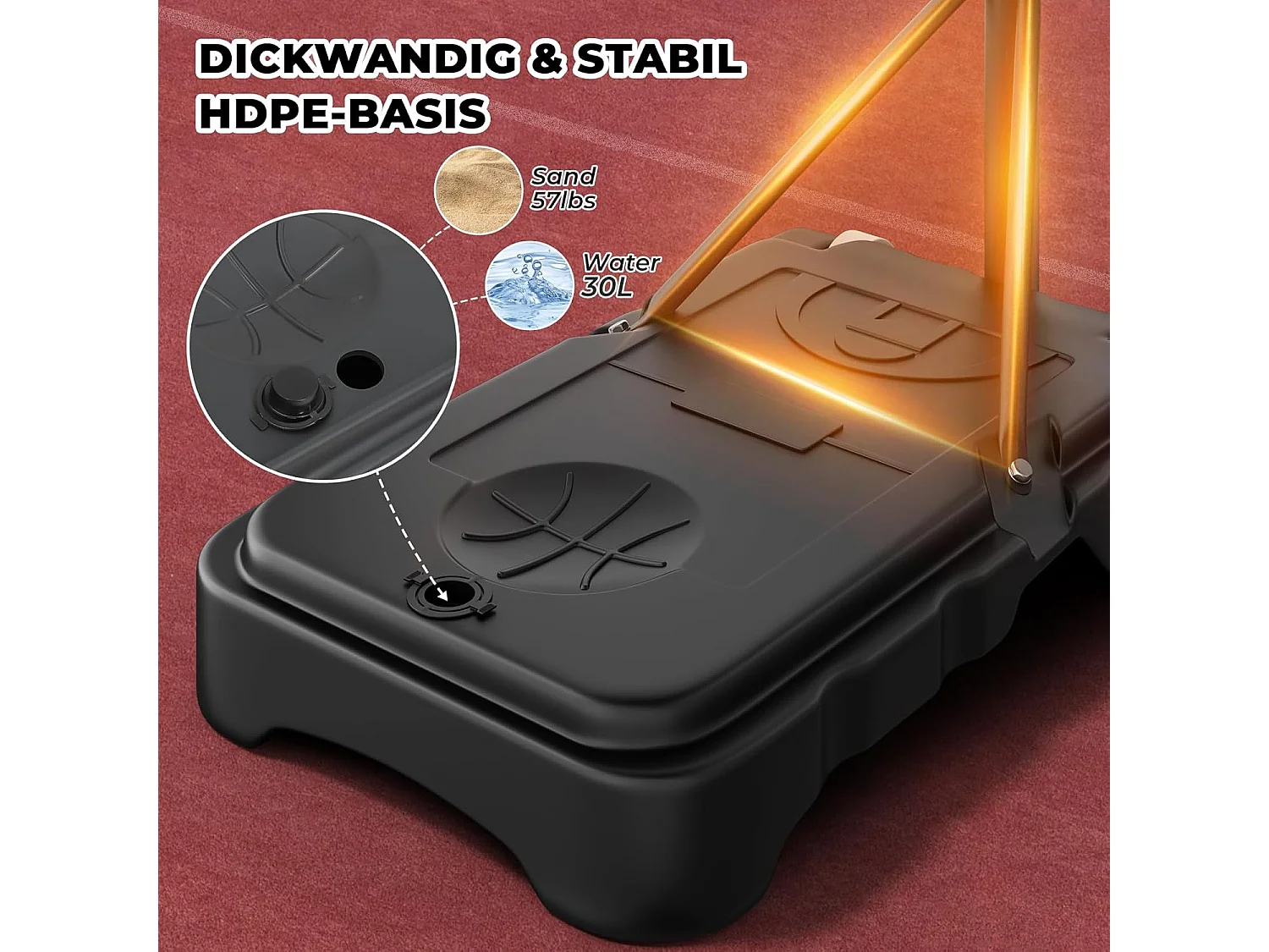 YOLEO Panier de Basketball pour Enfants, Réglable en Hauteur 110-210 cm, Support de Basketball Portable avec Roues