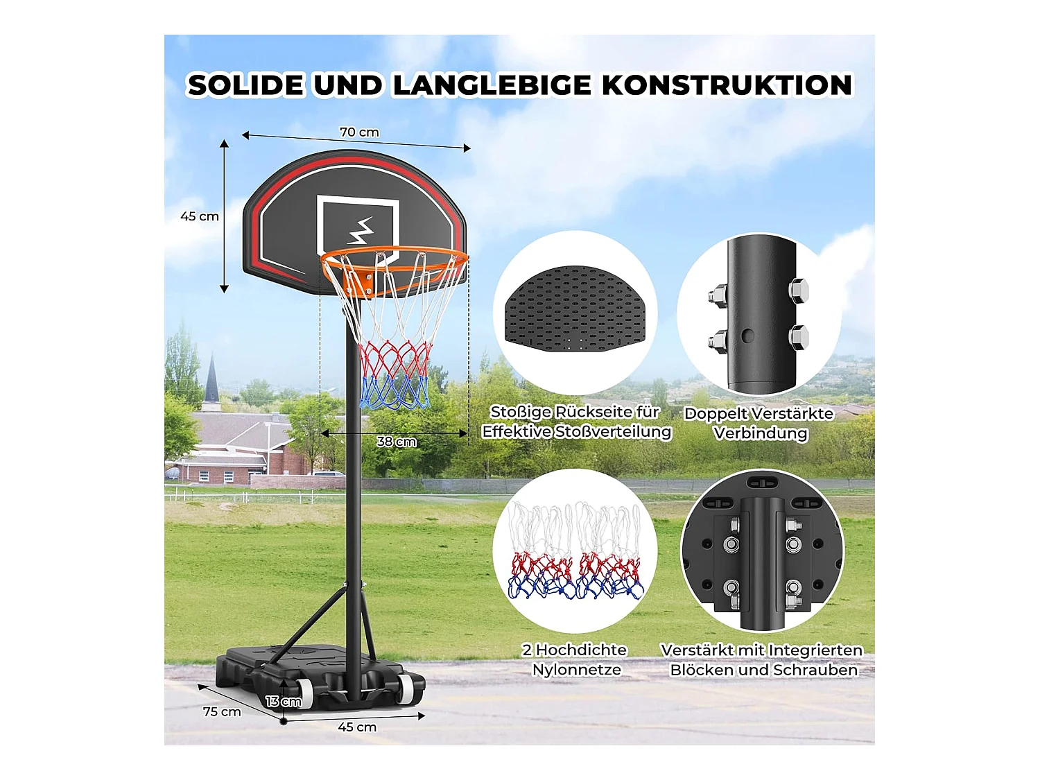YOLEO Panier de Basketball pour Enfants, Réglable en Hauteur 110-210 cm, Support de Basketball Portable avec Roues