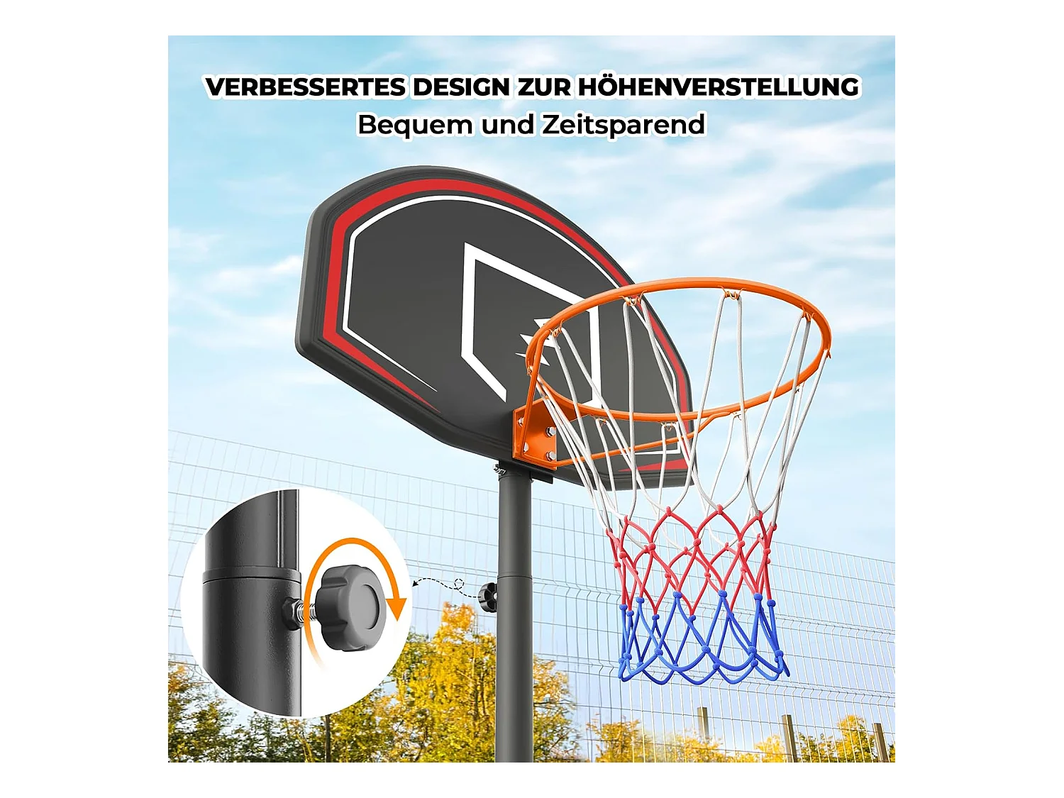 YOLEO Panier de Basketball pour Enfants, Réglable en Hauteur 110-210 cm, Support de Basketball Portable avec Roues