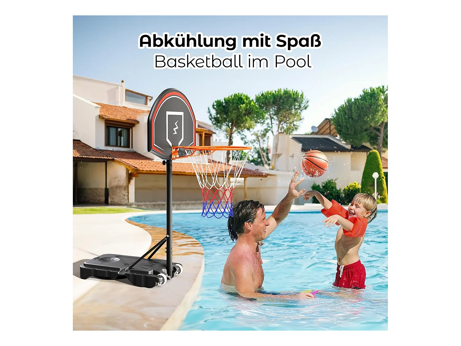 YOLEO Panier de Basketball pour Enfants, Réglable en Hauteur 110-210 cm, Support de Basketball Portable avec Roues