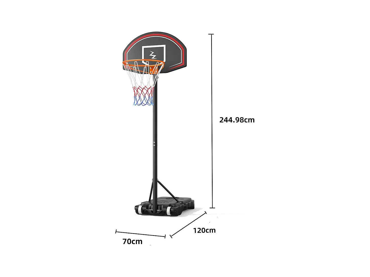 YOLEO Panier de Basketball pour Enfants, Réglable en Hauteur 110-210 cm, Support de Basketball Portable avec Roues