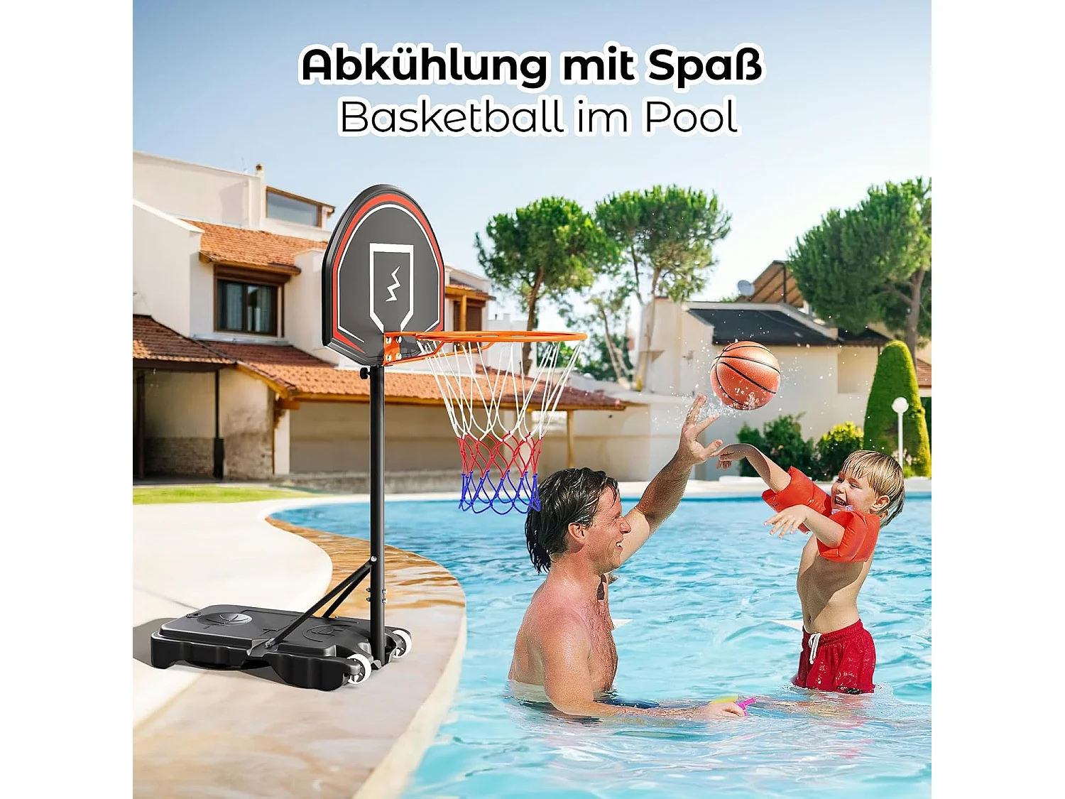 YOLEO Basketbalnetje voor Kinderen, Hoogteverstelbaar 110-210 cm, Draagbare Basketbalstandaard met Wieltjes