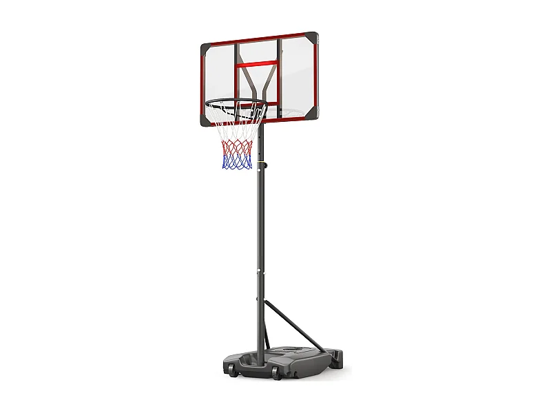 Panier de Basketball Extérieur avec Support, Hauteur Réglable 147-260 cm, Base Élargie et Roues, Usage Intérieur et Extérieur