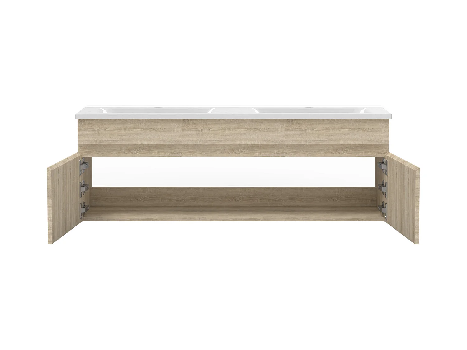 AICA Meuble Salle de Bain 120cm Chêne avec colonne et vasque ceramique