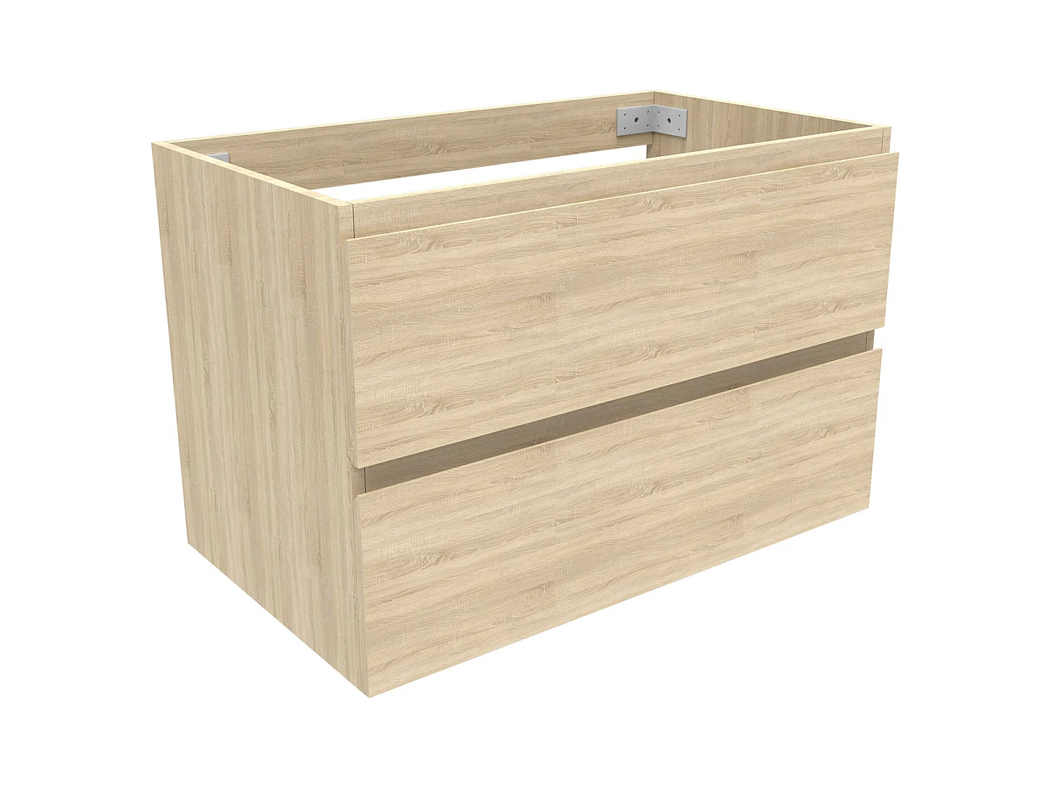 AICA Meuble Salle de Bain Chêne 80cm, suspendu avec 2 tiroirs, sans compter vasque