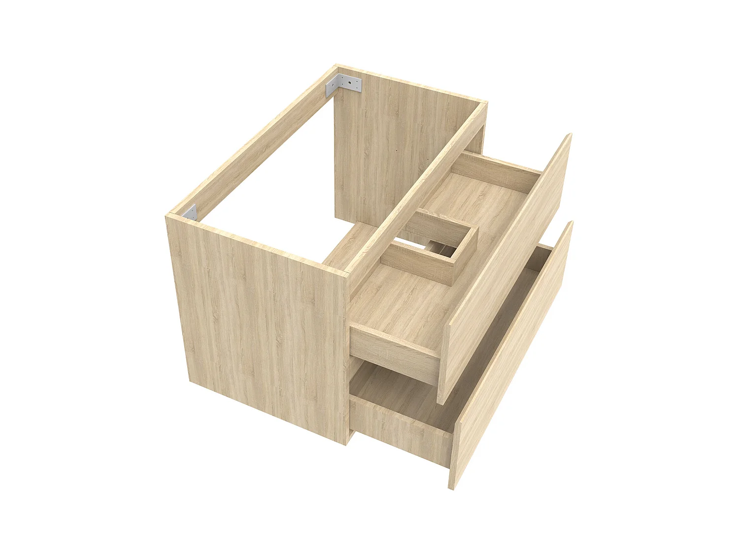 AICA Meuble Salle de Bain Chêne 80cm, suspendu avec 2 tiroirs, sans compter vasque