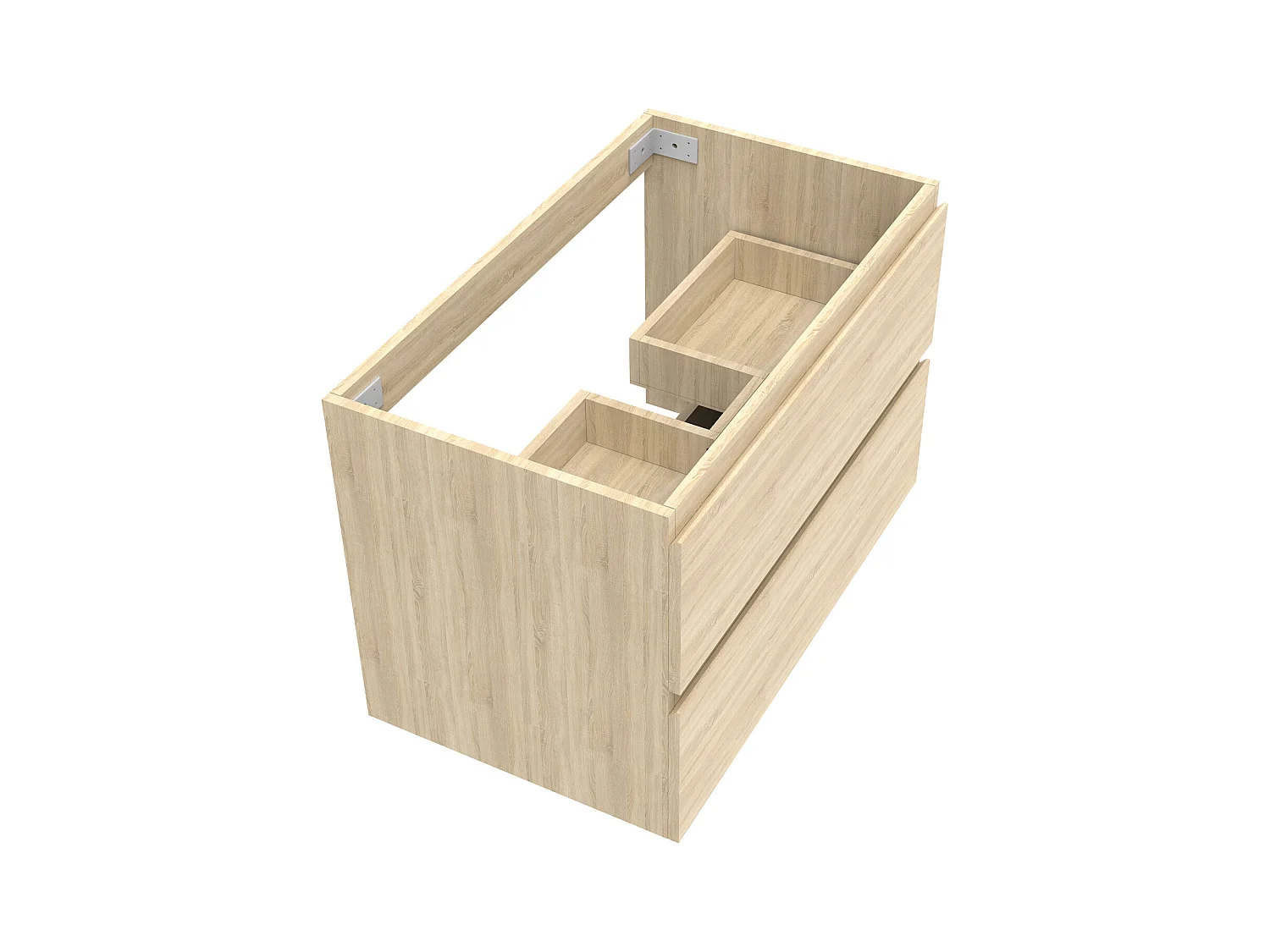 AICA Meuble Salle de Bain Chêne 80cm, suspendu avec 2 tiroirs, sans compter vasque