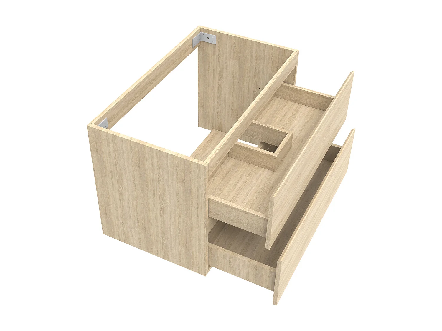 AICA Meuble Salle de Bain Chêne 80cm, suspendu avec 2 tiroirs, sans compter vasque