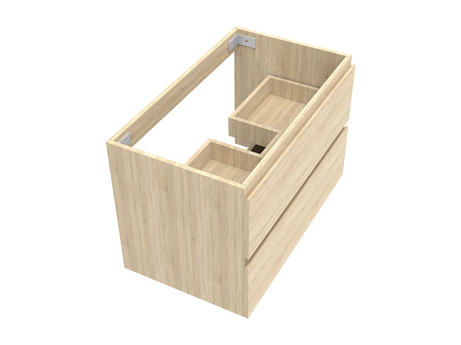 AICA Meuble Salle de Bain Chêne 80cm, suspendu avec 2 tiroirs, sans compter vasque