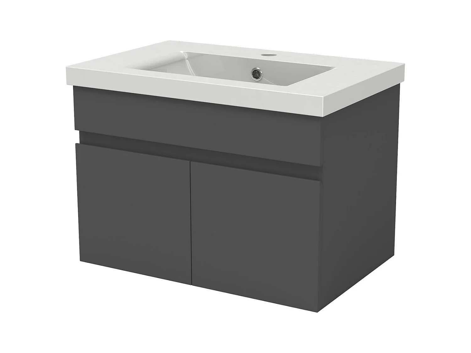 AICA Meuble Salle de Bain de rangement avec 2 portes ouvrantes, sans vasque, 59 x 38,5 x 40 cm, Anthracite