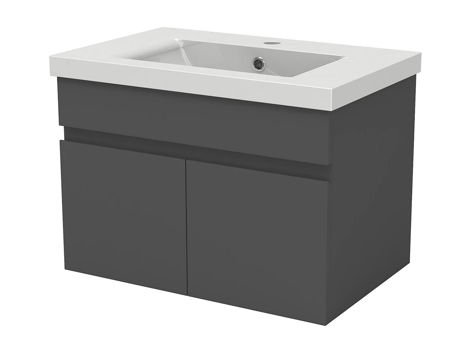AICA Meuble Salle de Bain de rangement avec 2 portes ouvrantes, sans vasque, 59 x 38,5 x 40 cm, Anthracite
