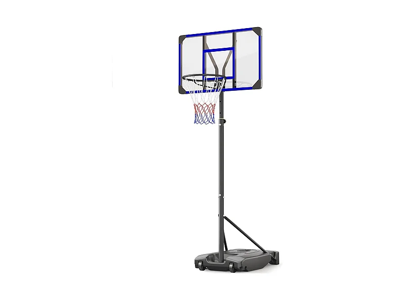 Basketbalring voor buiten met standaard, in hoogte verstelbaar van 147-260 cm, vergrote voet en wielen, voor gebruik binnen en buiten