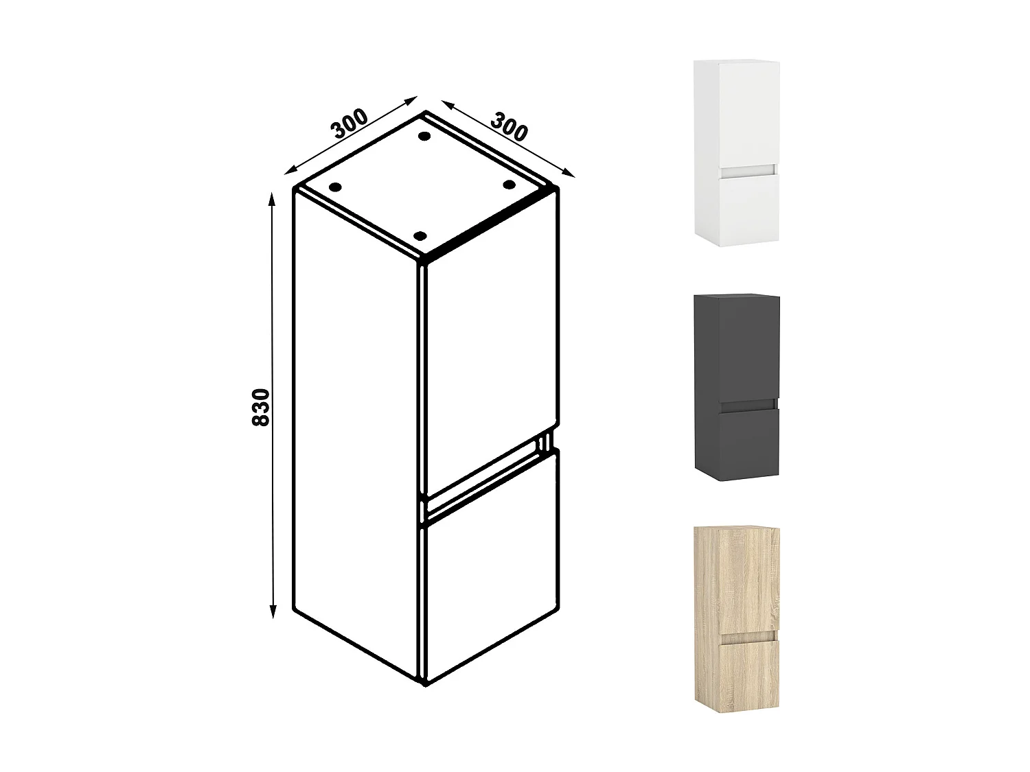 AICA Meuble Salle de Bain Blanc 120cm vasque + suspendu colonne + miroir LED
