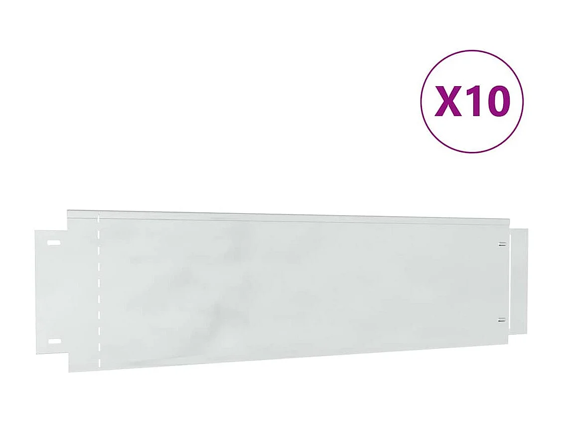 Bordures de pelouse 10 pcs Argent 100 x 25 x 0.07 cm