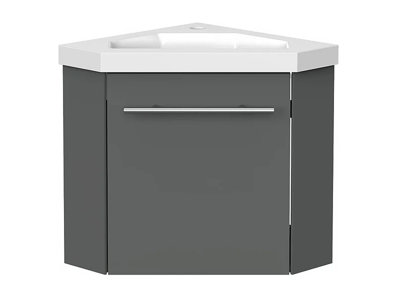 AICA Meuble Salle de Bain de Rangement Anthracite，Meuble de coin en pentagone avec Tiroir, 39.5 x 39.5 x 42cm，sans vasque