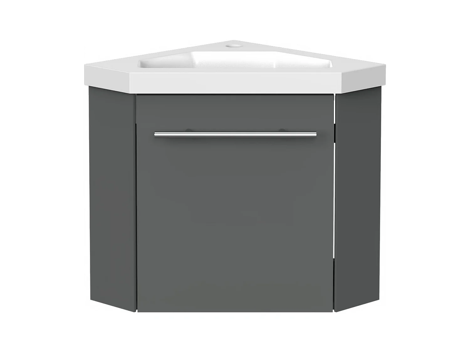 AICA Meuble Salle de Bain de Rangement Anthracite，Meuble de coin en pentagone avec Tiroir, 39.5 x 39.5 x 42cm，sans vasque