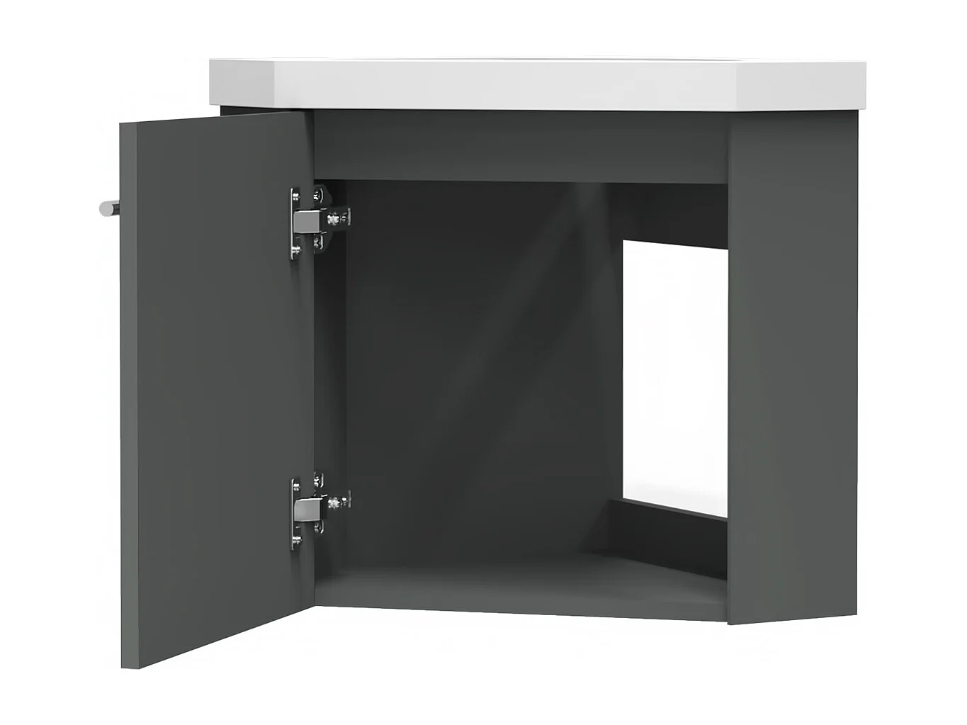 AICA Meuble Salle de Bain de Rangement Anthracite，Meuble de coin en pentagone avec Tiroir, 39.5 x 39.5 x 42cm，sans vasque