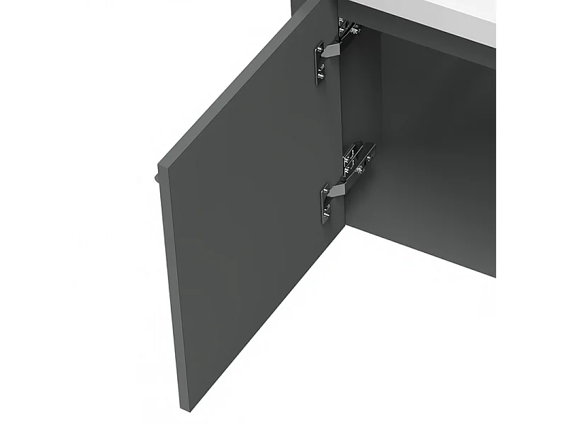 AICA Meuble Salle de Bain de Rangement Anthracite，Meuble de coin en pentagone avec Tiroir, 39.5 x 39.5 x 42cm，sans vasque