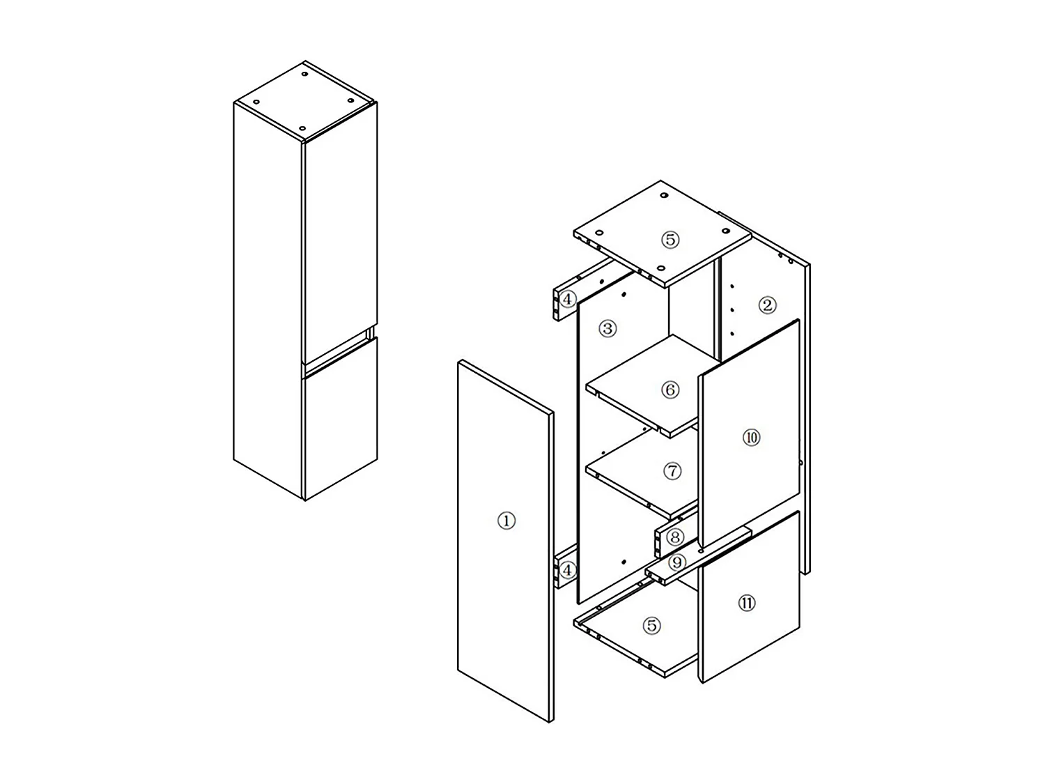 AICA Colonne de Salle de Bain Haute avec 2 Porte, Compartiment,30x30x110cm Chêne