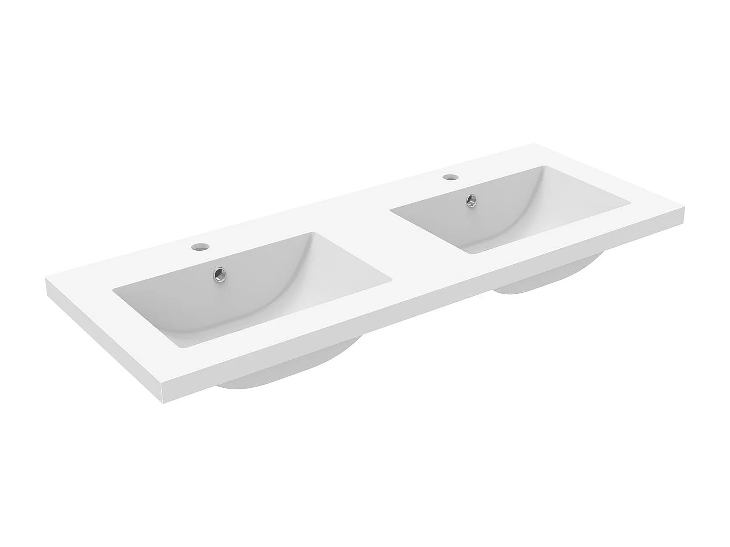 AICA vasque de Salle de bain，Lavabo rectangulaire，avec trou pour robinet et trop-plein, Dimensions : 120 cm (L) x 17.5 cm (H) x 46.5 cm (P), Blanc