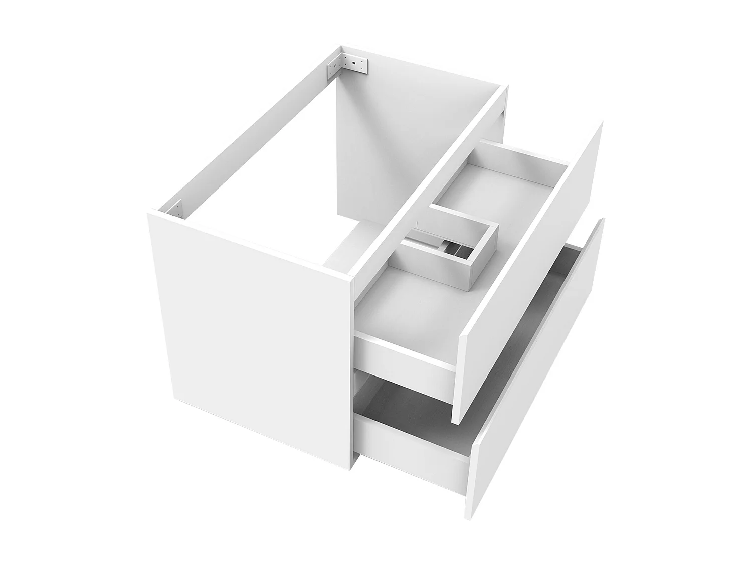 AICA Meuble Salle de Bain Blanc 80cm, suspendu avec 2 tiroirs, sans compter vasque