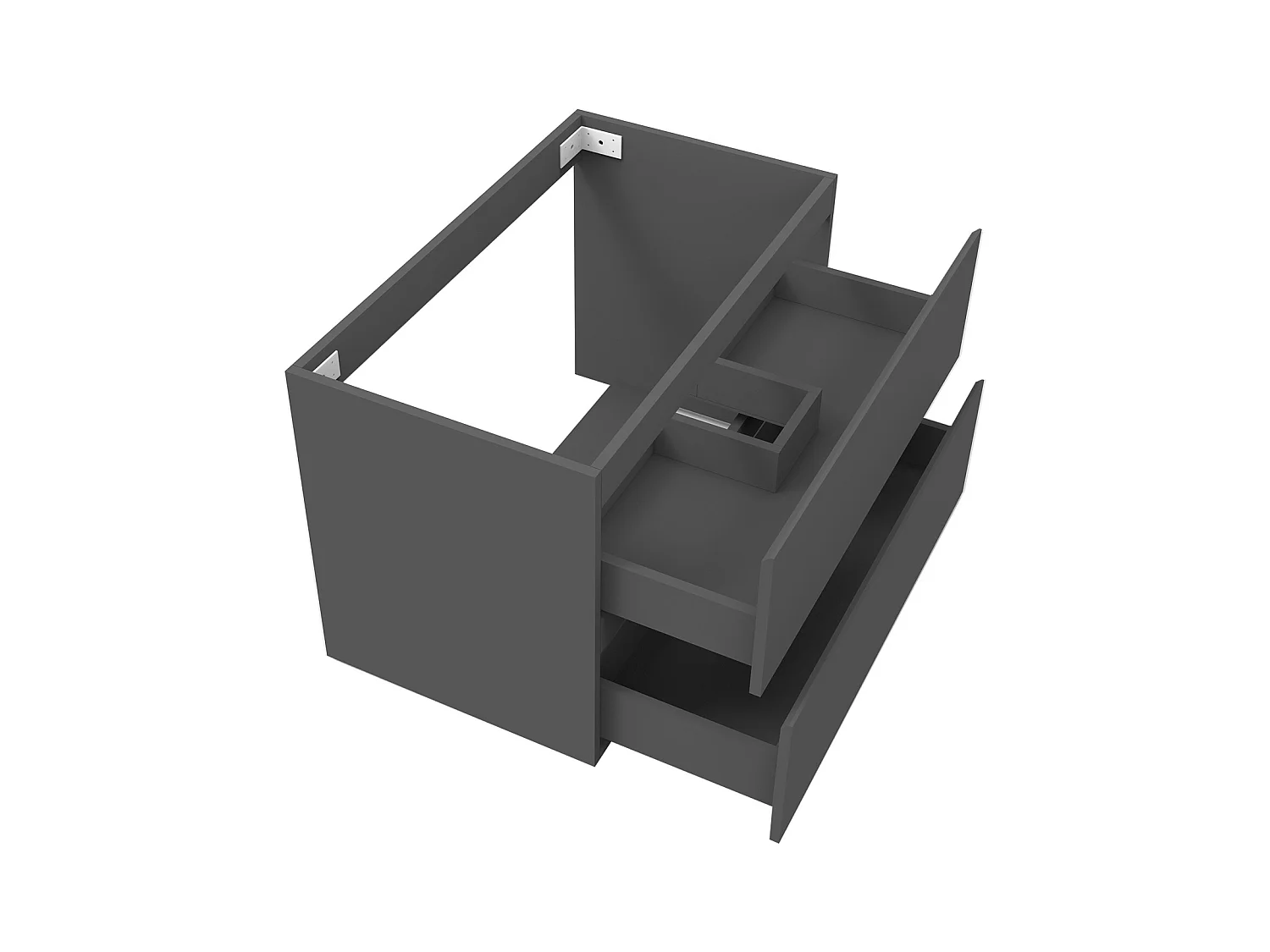 AICA Meuble Salle de Bain Anthracite 80cm, suspendu avec 2 tiroirs, sans compter vasque