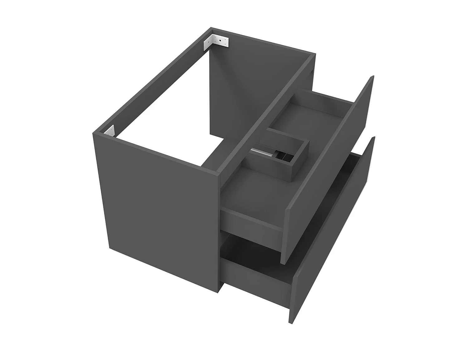 AICA Meuble Salle de Bain Anthracite 80cm, suspendu avec 2 tiroirs, sans compter vasque