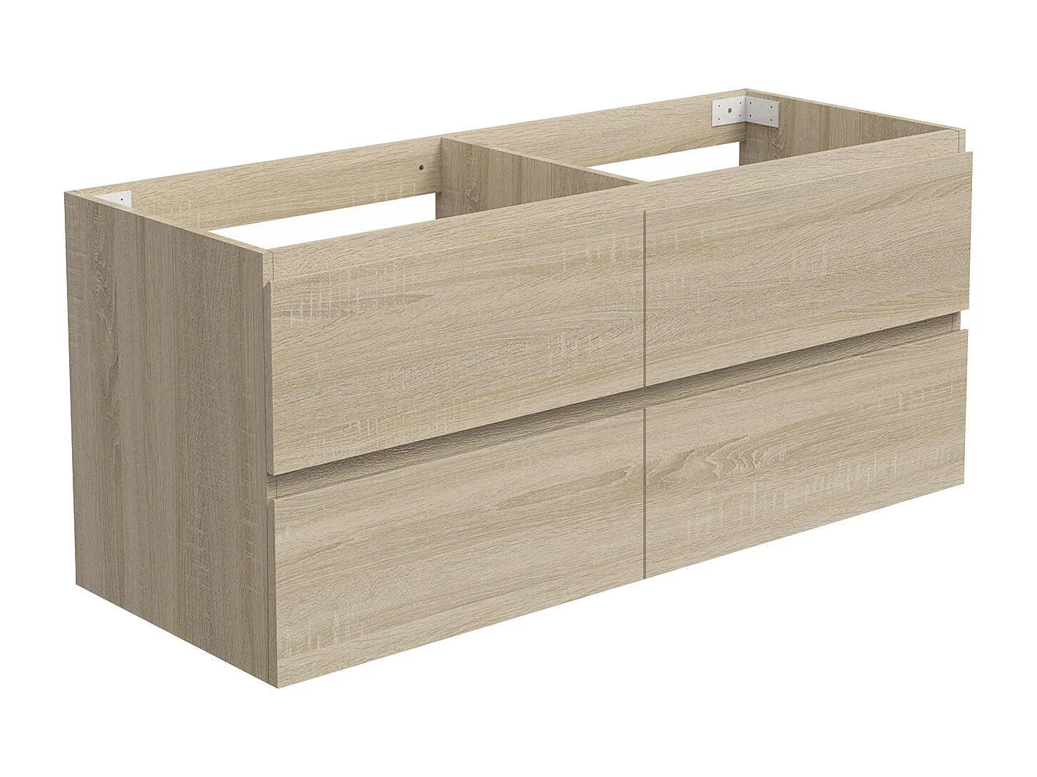 AICA Meuble Salle de Bain Chêne 120cm, suspendu avec 4 tiroirs, sans compter vasque