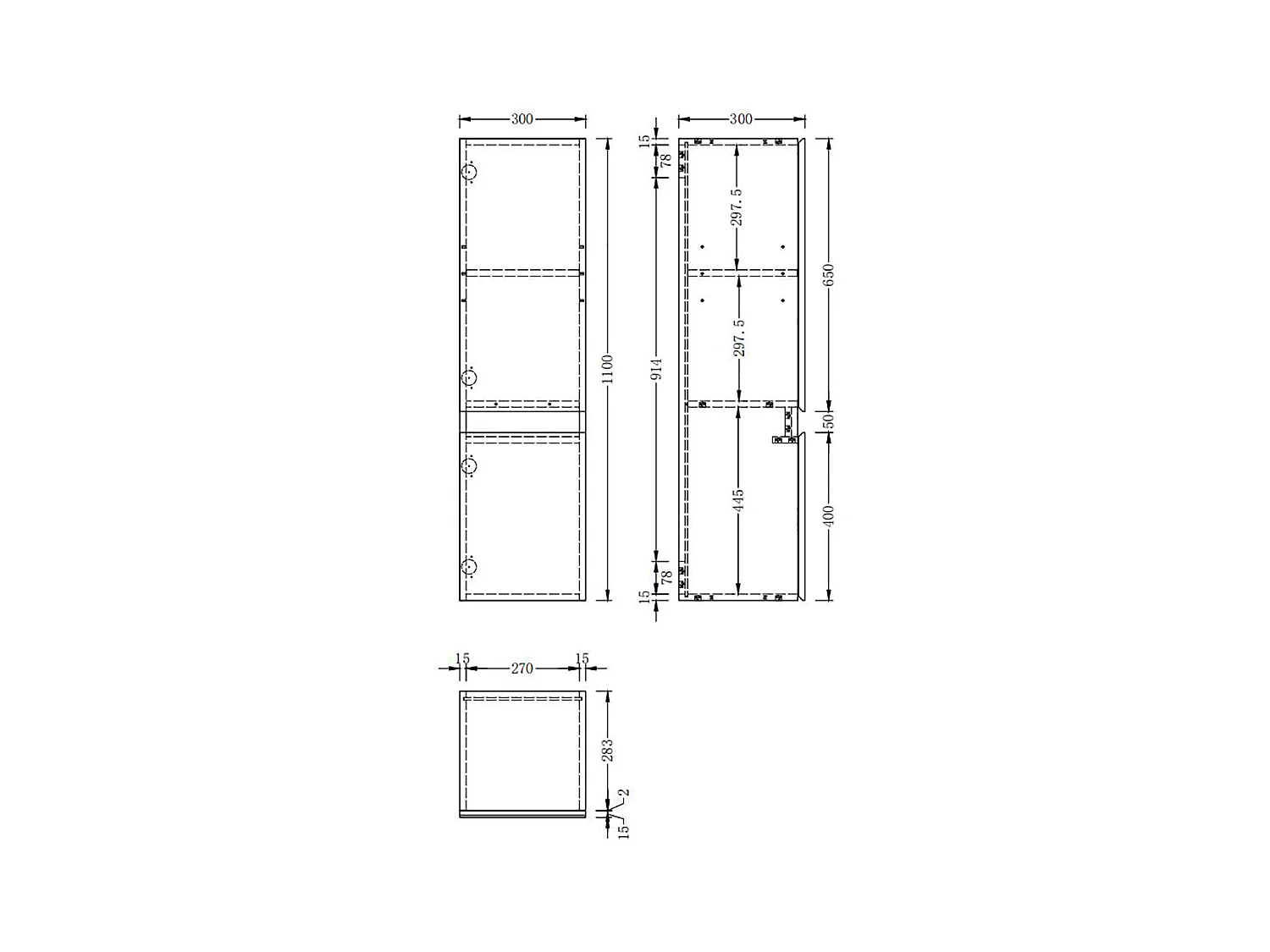 AICA Colonne de Salle de Bain Haute avec 2 Porte, Compartiment,30x30x110cm Anthracite
