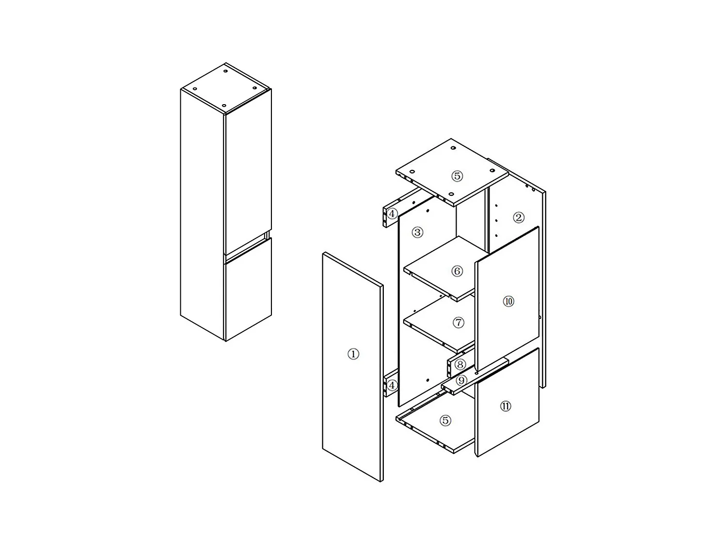 AICA Colonne de Salle de Bain Haute avec 2 Porte, Compartiment,30x30x110cm Anthracite