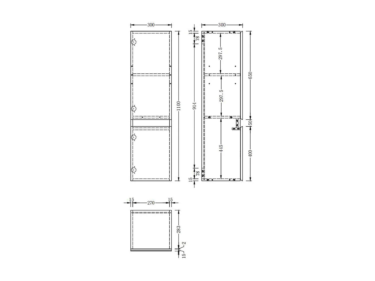 AICA Colonne de Salle de Bain Haute avec 2 Porte, Compartiment,30x30x110cm Anthracite