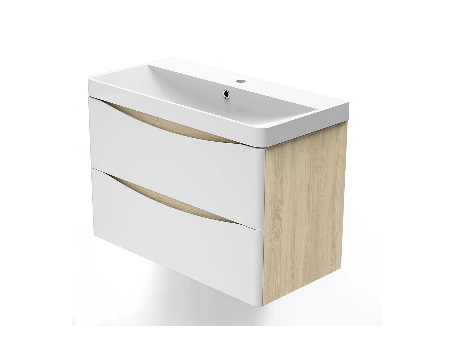 AICA Meuble Salle de Bain de Rangement avec Tiroir, 80 x 39.5 x 50cm, Blanc，sans vasque