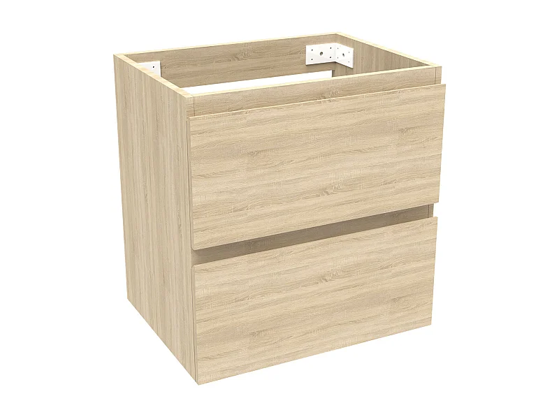 AICA Meuble Salle de Bain Chêne 50cm, suspendu avec 2 tiroirs, sans compter vasque