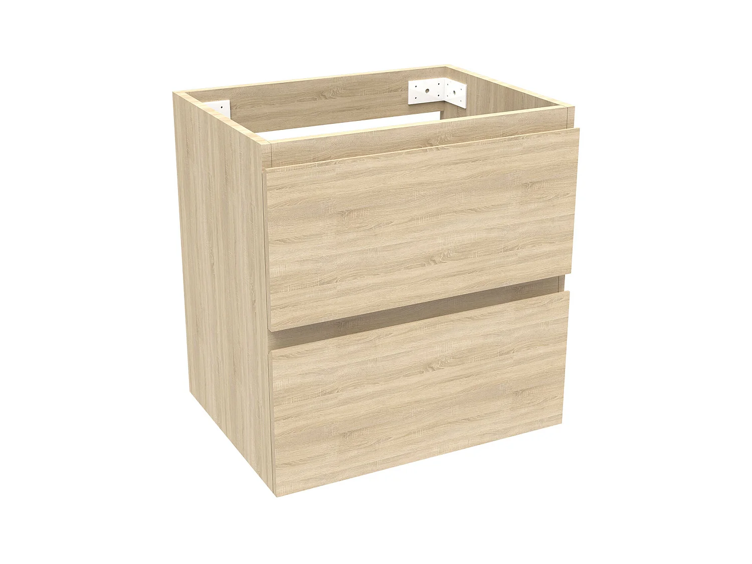 AICA Meuble Salle de Bain Chêne 50cm, suspendu avec 2 tiroirs, sans compter vasque