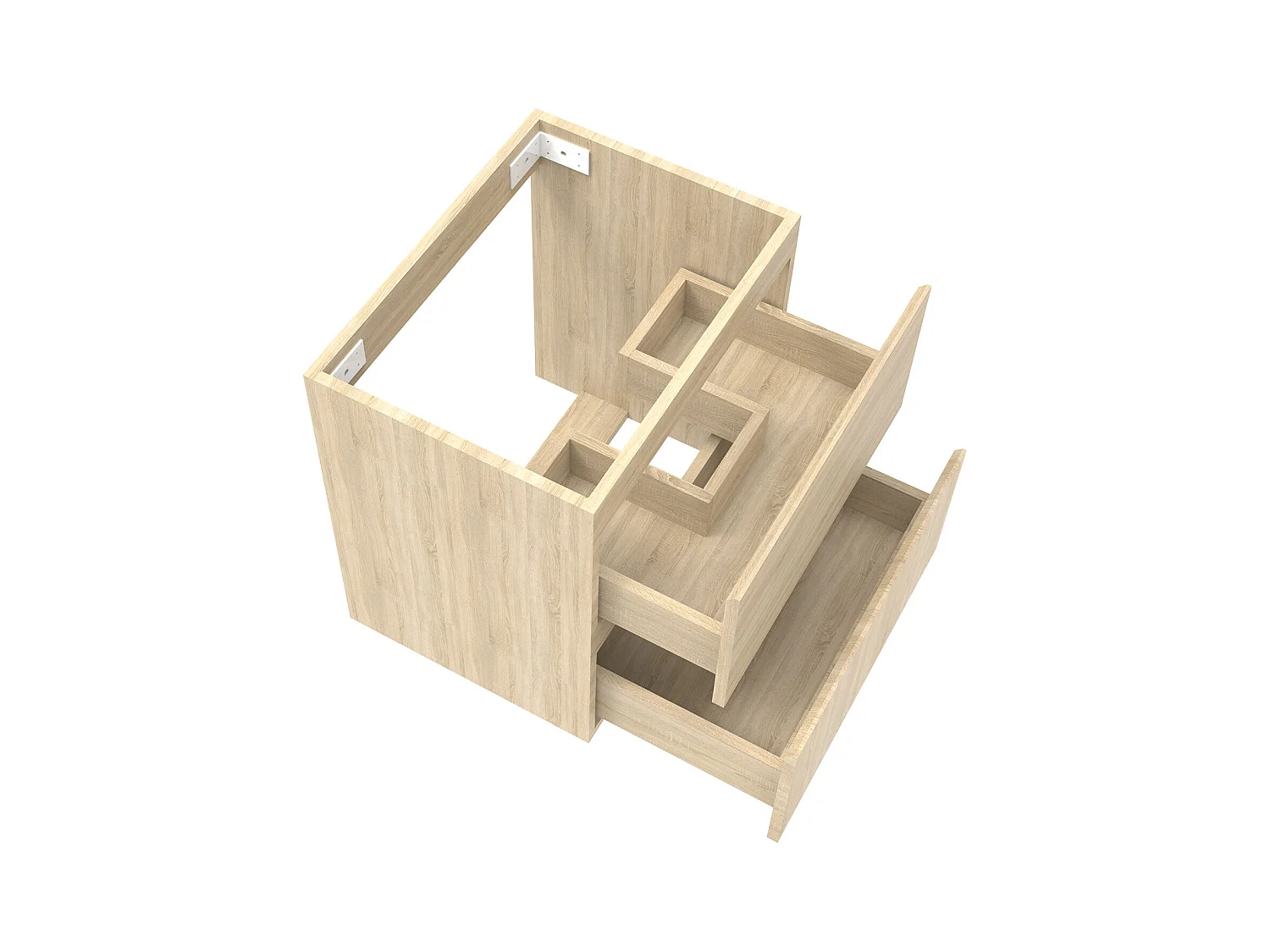 AICA Meuble Salle de Bain Chêne 50cm, suspendu avec 2 tiroirs, sans compter vasque