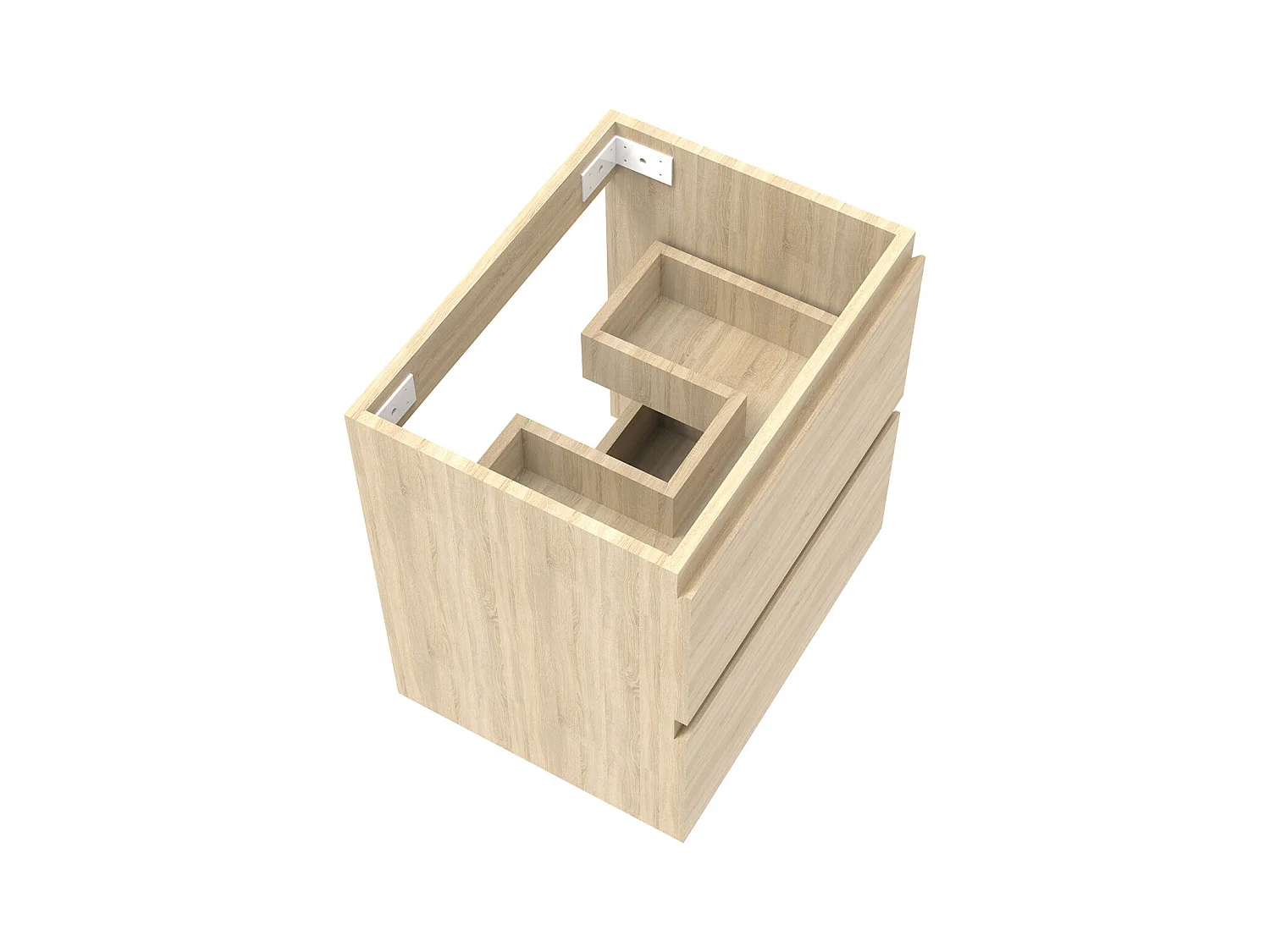 AICA Meuble Salle de Bain Chêne 50cm, suspendu avec 2 tiroirs, sans compter vasque