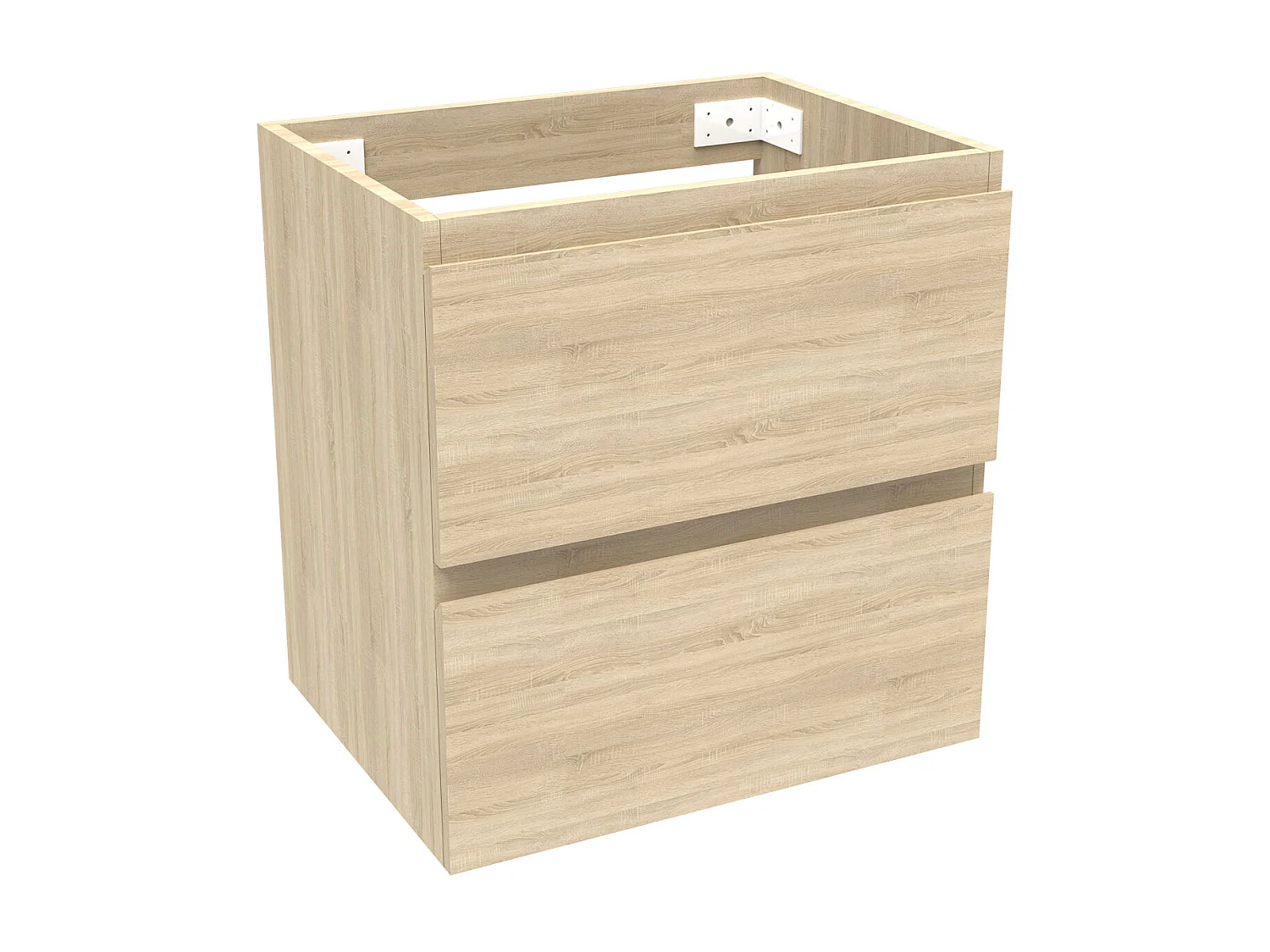 AICA Meuble Salle de Bain Chêne 50cm, suspendu avec 2 tiroirs, sans compter vasque