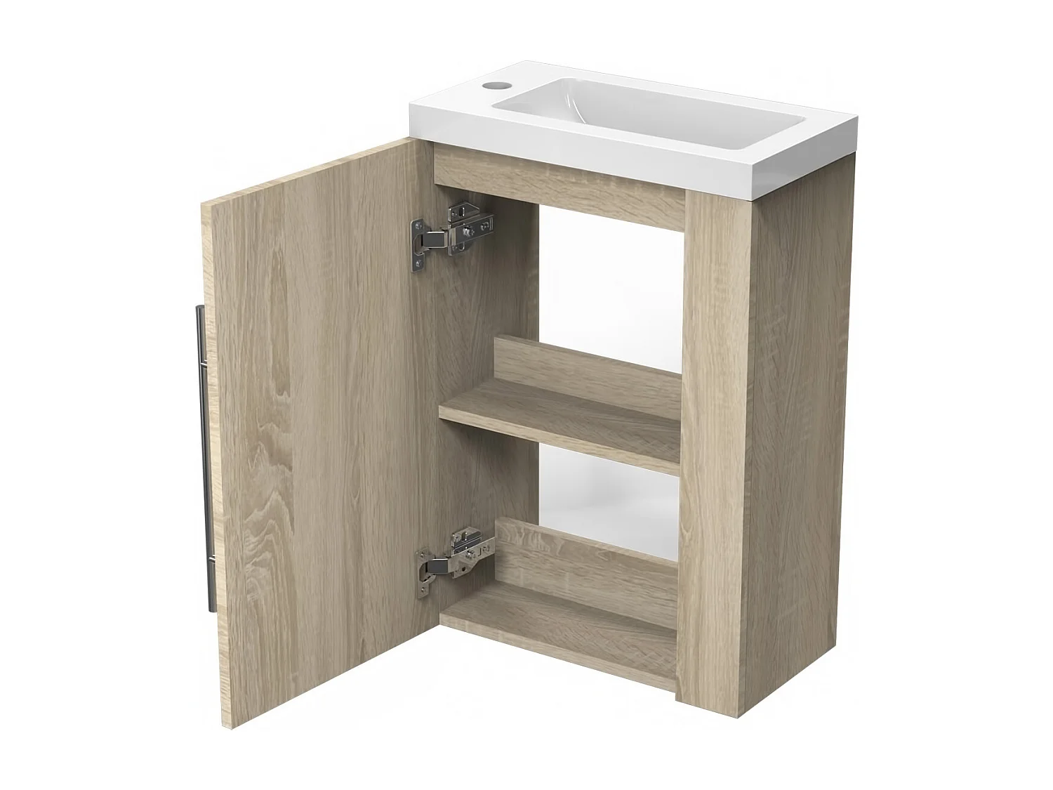 AICA Meuble Salle de Bain de Rangement avec Tiroir, 44 x 23 x 60 cm, Chêne，sans vasque