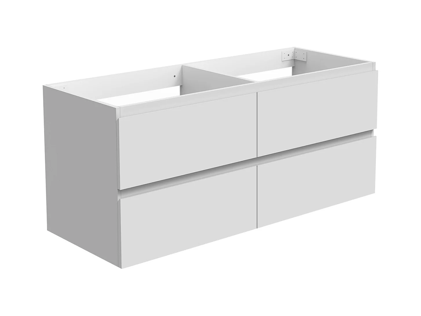 AICA Meuble Salle de Bain Blanc 120cm, suspendu avec 4 tiroirs, sans compter vasque