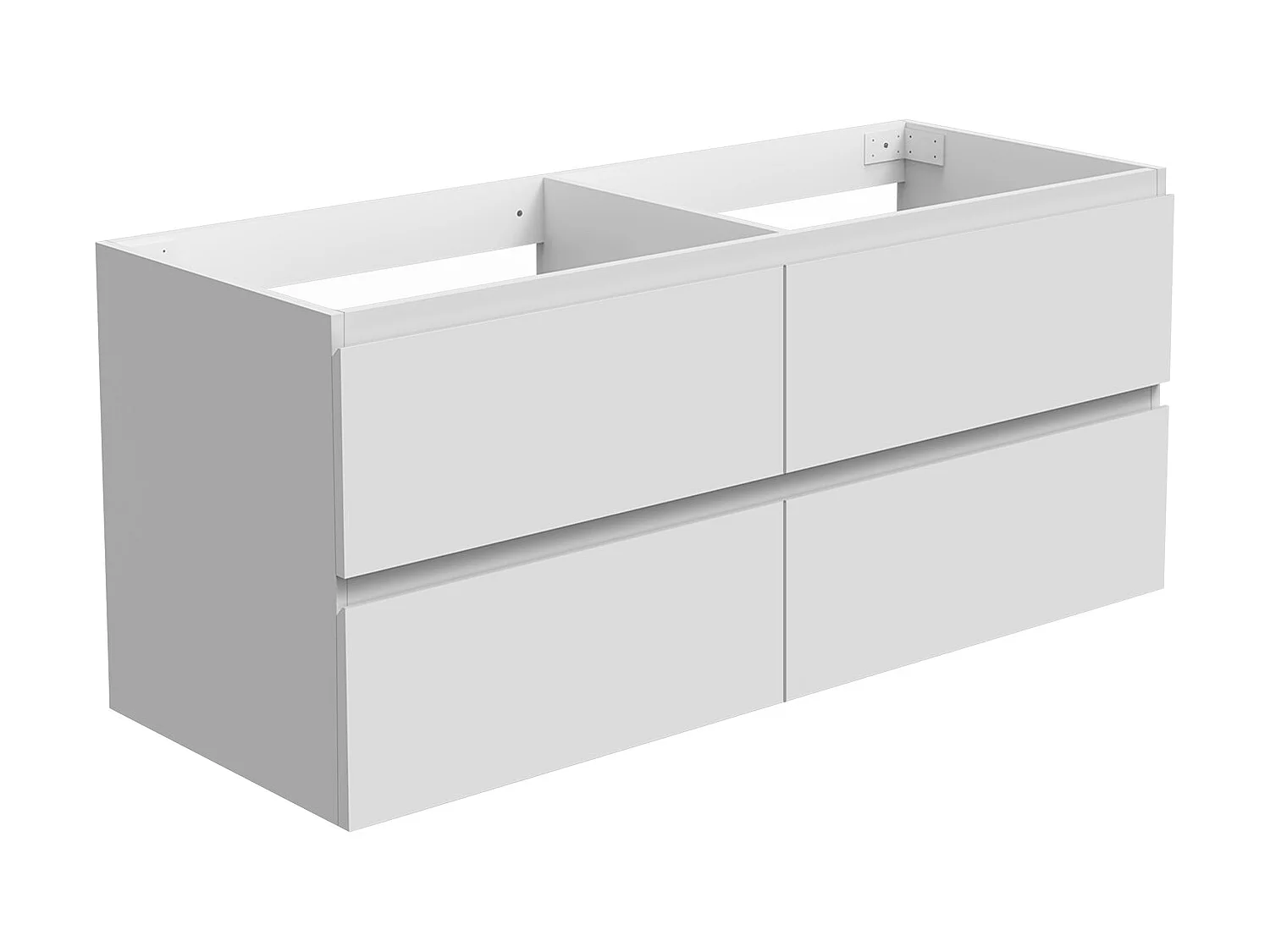 AICA Meuble Salle de Bain Blanc 120cm, suspendu avec 4 tiroirs, sans compter vasque