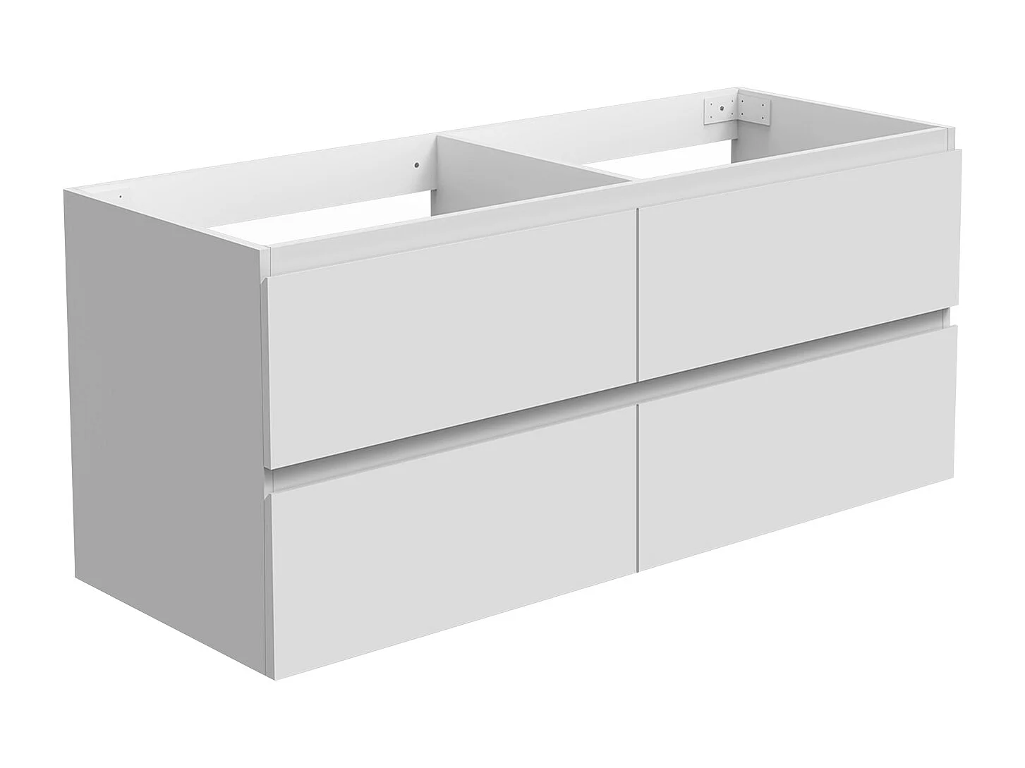 AICA Meuble Salle de Bain Blanc 120cm, suspendu avec 4 tiroirs, sans compter vasque