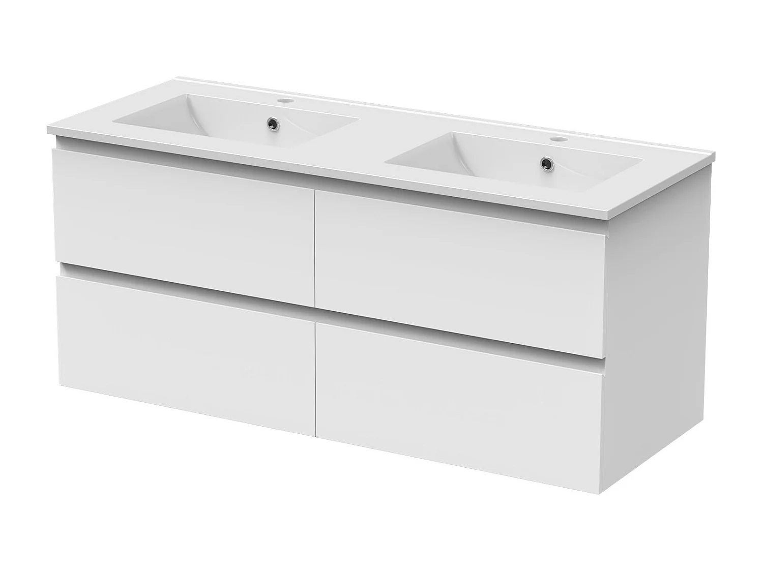 AICA Meuble Salle de Bain Blanc 120cm, suspendu avec 4 tiroirs, sans compter vasque