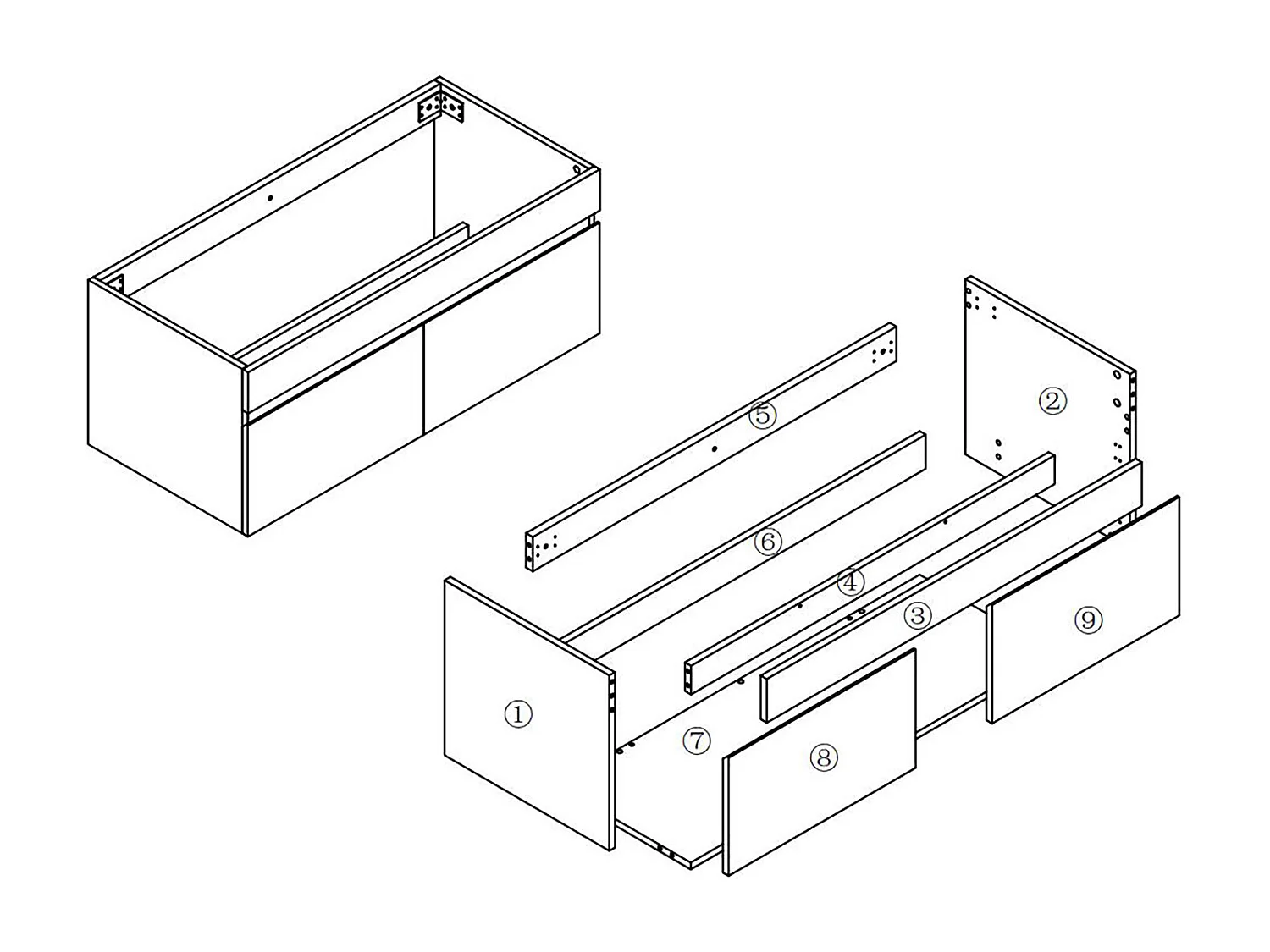 AICA Meuble Salle de Bain de rangement avec 2 portes ouvrantes, 99 x 45 x 40 cm, Blanc，sans vasque